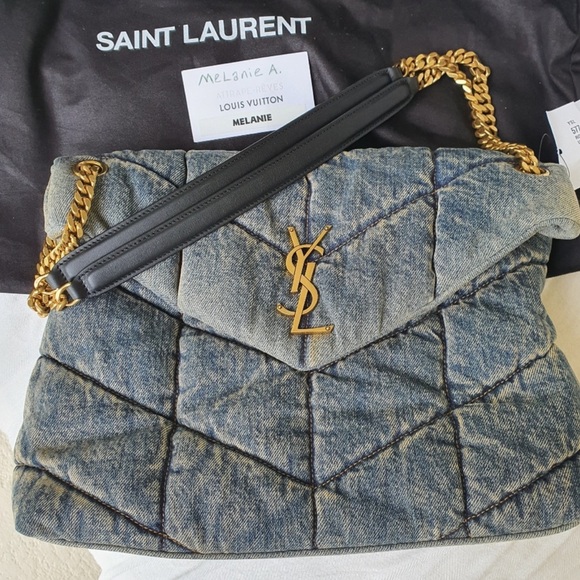 🆕 YSL Acid Denim Puffer Bag NEW 100% Authentic Yves Saint Laurent  Med NWT NEW - Picture 9 of 9